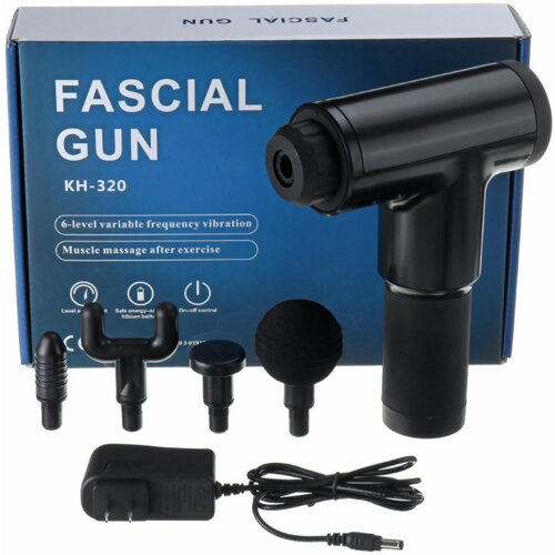 WINCADO KH-320 Pi&amp;scaron;tolj za masažu, Fascial Gun, 4 masažne glave, 6 intenziteta masaže, Crni Slike