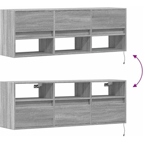 Zidni TV ormarić s LED svjetlima boja hrasta 130x31x45 cm Slike