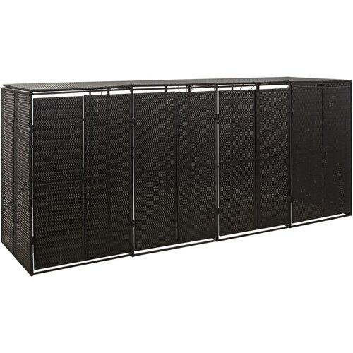 vidaXL Lopa za štiri smetnjake črna 274x80x117 cm poli ratan Cene