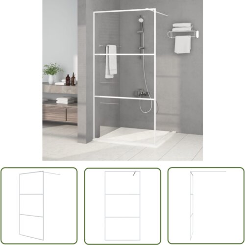 The Living Store Pregrada za tuš bela 100x195 cm prozorno ESG steklo - Tuš Stena, (21745285) Cene