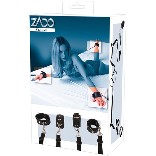Zado - Komplet usnjenih posteljnih kravat (črna) Cene