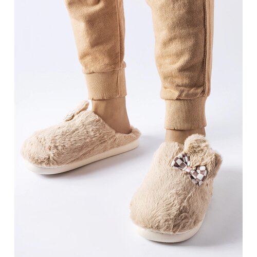 Gemre Beige insulated women's slippers with ears Buga Cene