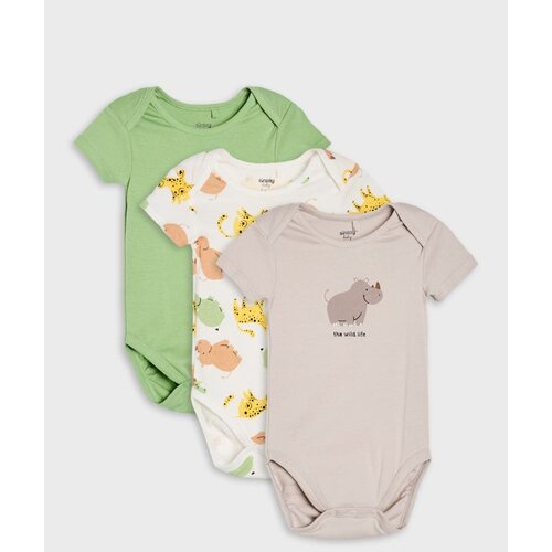 Sinsay Pamučni bodiji s motivom safari životinja 3 pack Cene