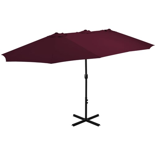 vidaXL Vrtni suncobran s aluminijskom šipkom 460 x 270 cm bordo Cene