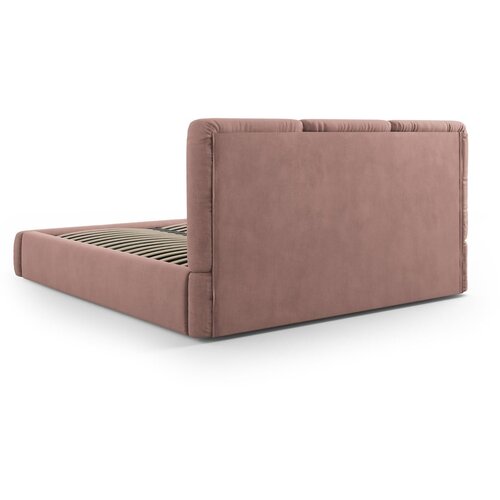 Mazzini Beds Svetlo rožnata oblazinjena zakonska postelja s prostorom za shranjevanje z letvenim dnom 140x200 cm Brody &amp;ndash; Slike