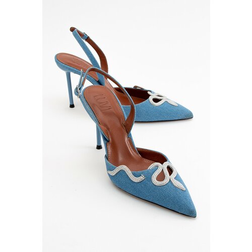 LuviShoes Molpo Denim Blue Women's Heeled Shoes Cene