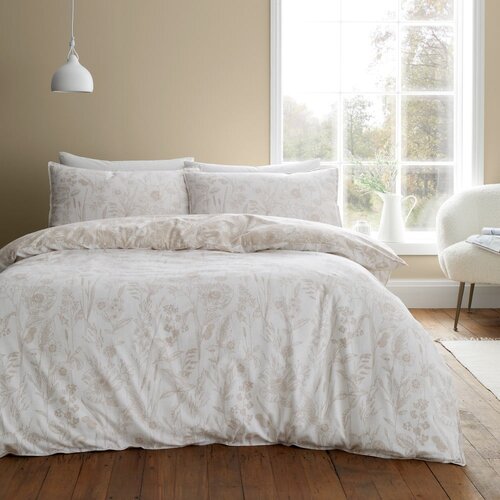 Bianca Bež enojna flanelna posteljnina 135x200 cm Floral Toile – Cene