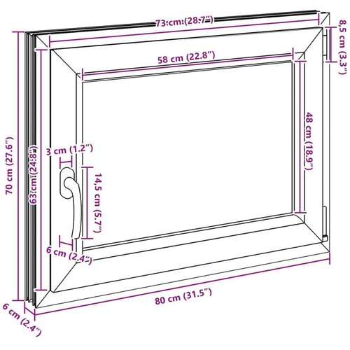  Prozor za podrum RISOR Antracit 80 x 60 cm PVC i staklo - Antracit 80 x 70 cm (trostruki sloj) Naginjanje i okretanje desno Slike