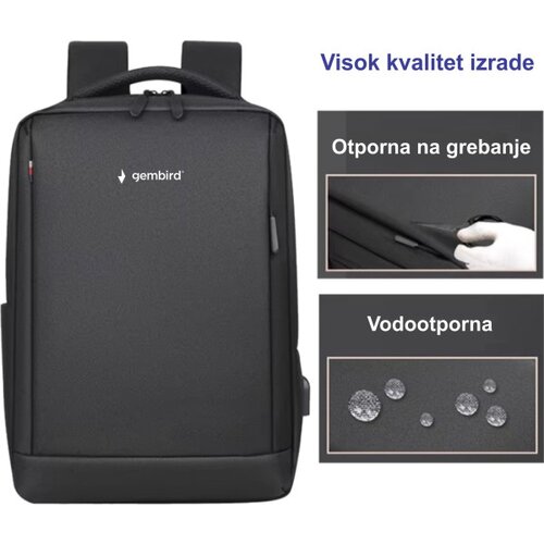 Gembird NCC-15-KLB021 ranac za laptop 15,6inc 45x28x15cm usb konektor Cene