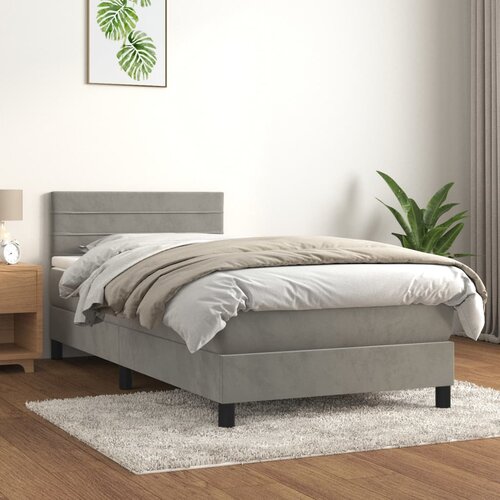 Box spring krevet s madracem svjetlosivi 80 x 200 cm bar&amp;scaron;unasti Slike