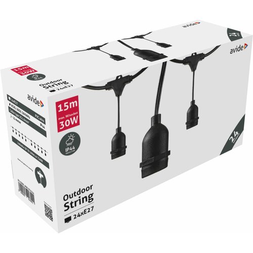 Avide Kabel sa 24 sijaličnih grla E27, dužina 15 met., Outdoor - Outdoor E27 String 15m Slike