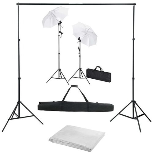  Komplet za fotografski studio z ozadjem, svetilkami in dežniki Slike