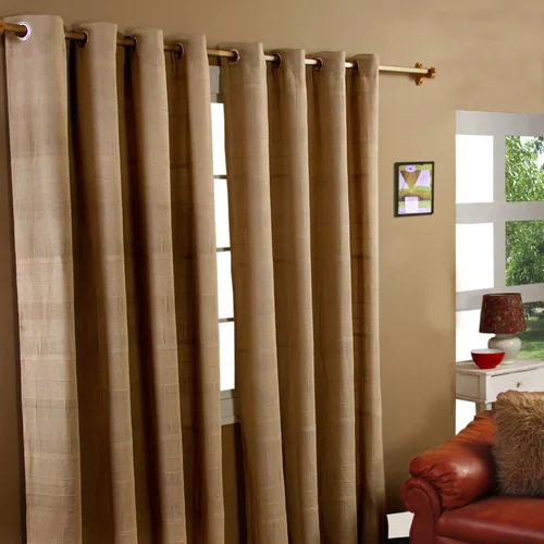 HOMESCAPES Bombažne zavese Rajput Ribbed Beige Par, 165x229 cm, (20749266)