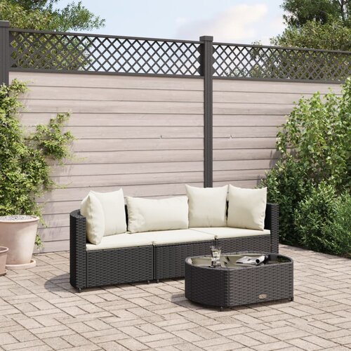 vidaXL 4-dijelni set vrtnih sofa od poliratana s jastucima crni Cijene