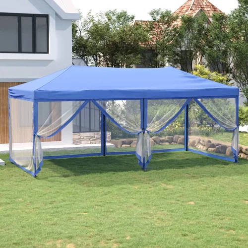 vidaXL zložljiv vrtni šotor s stranicami moder 3x6 m