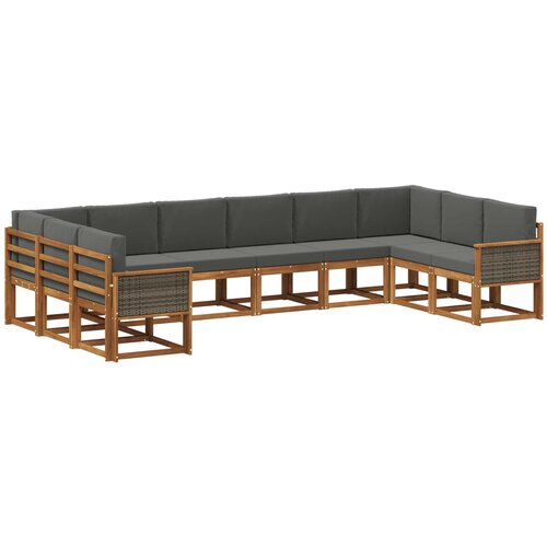 vidaXL Zunanja garnitura za sedenje 10 pcs Naravna in antracitna, (5000279664) Cene