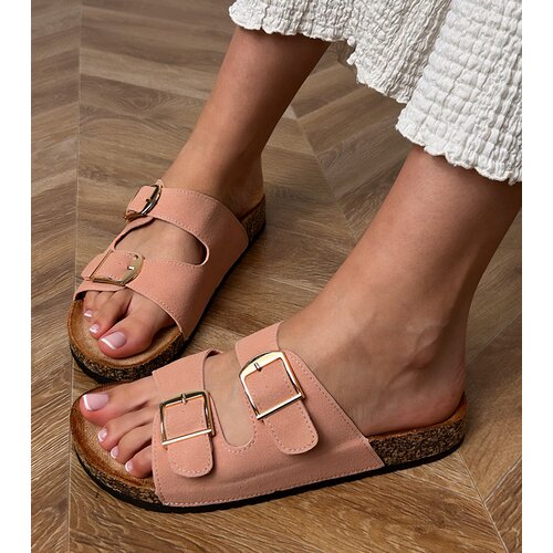 D/CEO Pink sandals with buckles on a cork sole Cloud Cene