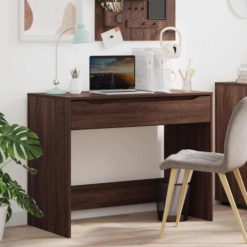  Stol s ladicama Smeđi hrast 100 x 50 x 78 cm Konstruirano drvo Slike