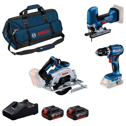 Bosch Set orodij GSB 18V-45 + GST 18V-125 S + GKS 18V 57-2 + GAL 18V-40 + 2 x GBA 18V 4.0Ah (18 V, 4 Ah, 7 -del.) productname.garantie.plussign BAUHAUS garancija 5 let za naprave na električni ali motorni pogon Slike