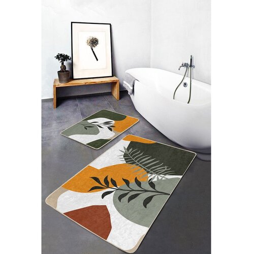 Mila Home Zelene žametne kopalni&amp;scaron;ke preproge v kompletu 2 ks 60x100 cm Illustrated Autumn &amp;ndash; Slike