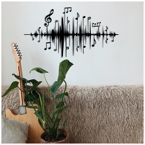  Metalna zidna dekoracija s muzičkim uzorkom 69x37 cm crna Cene