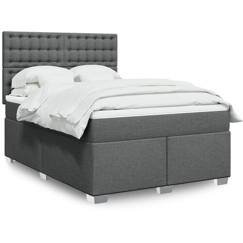 vidaXL Box spring postelja z vzmetnico temno siva 160x200 cm blago Cene