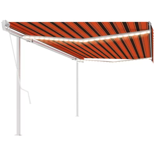  Avtomatska tenda LED + senzor 5x3,5 m oranžna in rjava