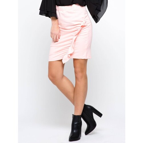 Yups Salmon pencil skirt decorated with a frill Cene