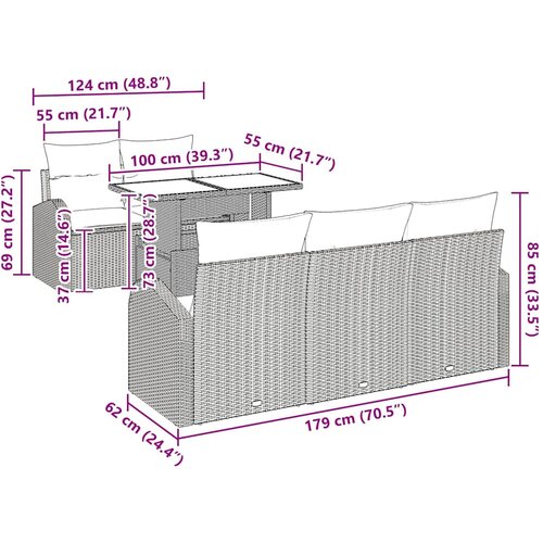  Sjedeća garnitura za vrt 6 kom. Crna poliratan 100 x 55 x 73 cm Slike