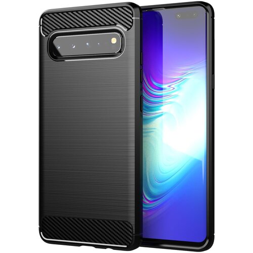 Cadorabo Ohi&amp;scaron;je, združljiv s Samsungom v bru&amp;scaron;enem črnem - za&amp;scaron;čitnem pokrovu, narejen iz fleksibilnega silikona TPU v videzu iz nerjavečega jekla ogljika, (20590494) Slike