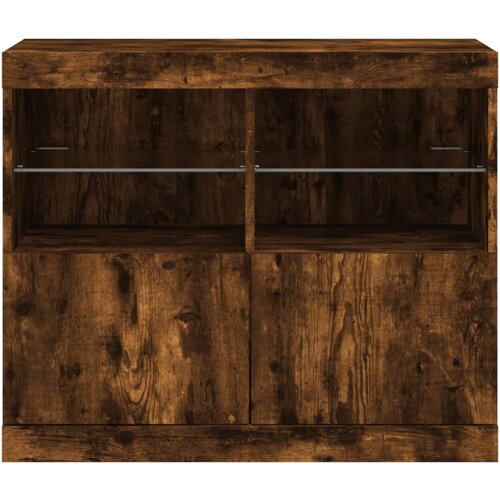  Komoda s LED svjetlima boja dimljenog hrasta 81x37x67 cm Slike