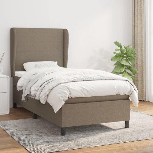 VidaXL Box spring postelja z vzmetnico taupe 90x200 cm blago Slike