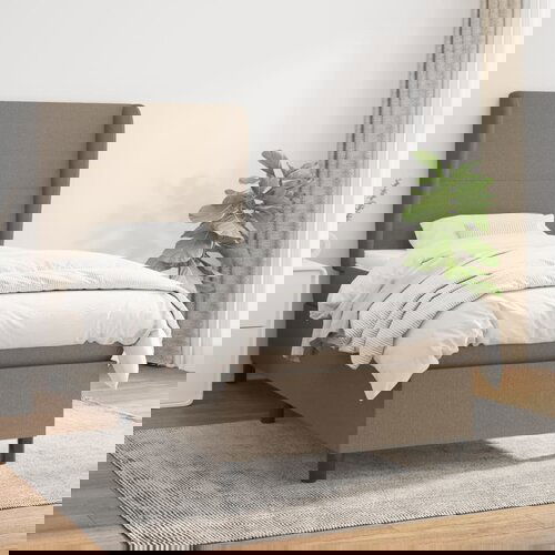 VidaXL Krevet s oprugama i madracem smeđesivi 90x200 cm od tkanine Slike
