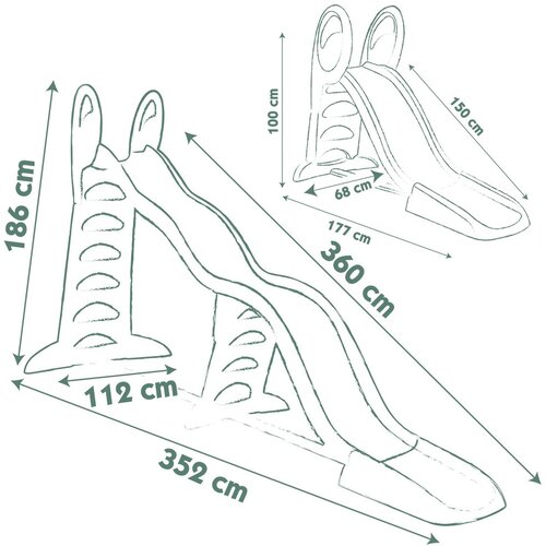 Smoby tobogan Megagliss 2 u 1, zeleni, 352 x 112 x 186 cm 820201 Slike