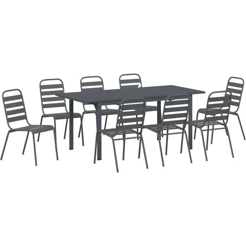 VidaXL Vrtni set za objed 9 pcs Antracit Čelik s prahom Slike