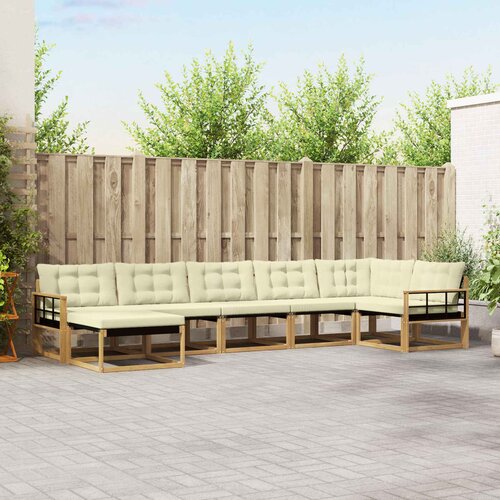 Set vanjskih sofa 7 kom. Bijela i krem Čvrsto drvo akacije 406 x 168,5 x 73 cm Cene
