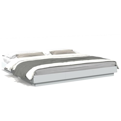 VidaXL Okvir kreveta s LED svjetlima bijeli 180 x 200 cm drveni Slike