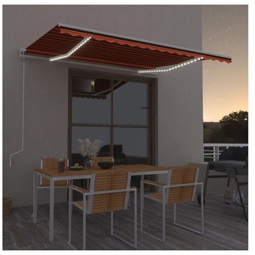  Avtomatska tenda LED + senzor 400x300 cm oranžno/rjava Cene