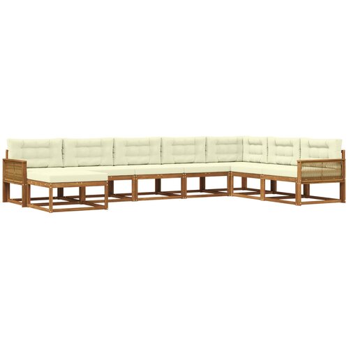 vidaXL Zunanja garnitura za sedenje z blazino 8 pcs Naravna in smetana, (5000280761) Cene