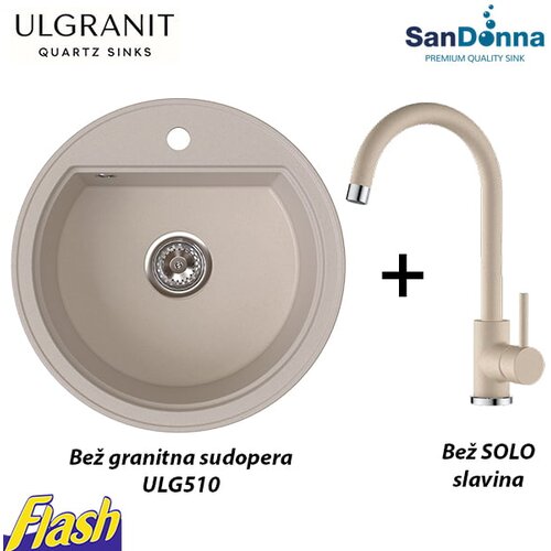  Granitna sudopera Ulgranit ULG510 okrugla (BEŽ) + slavina SanDonna - SET Cene