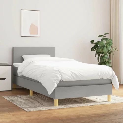  Box spring postelja z vzmetnico svetlo siva 90x200 cm blago, (20790478)