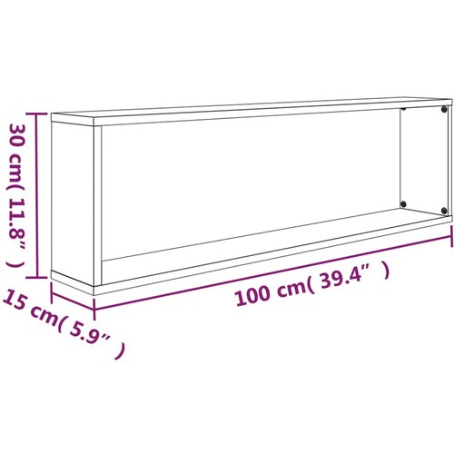  Kockaste zidne police 4 kom boja hrasta 100 x 15 x 30 cm drvene Slike