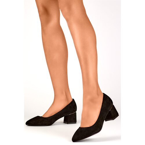 primohurt Black suede low-heeled pumps, comfortable women's shoes Cene