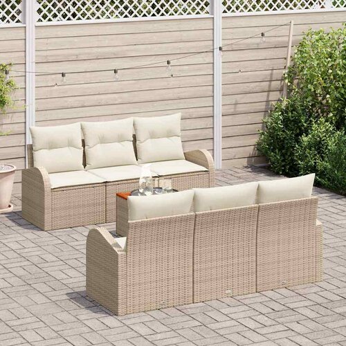  Sjedeća garnitura za vrt 7 kom. Bež i krema poliratan 179 x 62 x 69 cm Slike