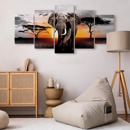  Slika - Elephant at Sunset 200x100 Standard Slike
