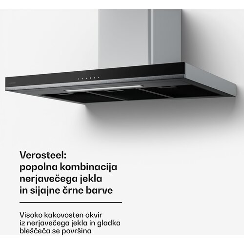 Klarstein Verosteel kuhinjska napa | Elegantna, minimalistična, zmogljiva | Energijski razred A++ | 881,6 m&amp;sup3;/h | 90 cm Slike