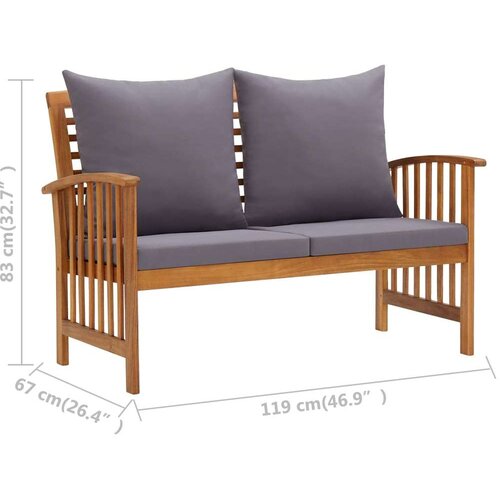  Klupa s jastucima 119 cm od masivnog bagremovog drva Slike