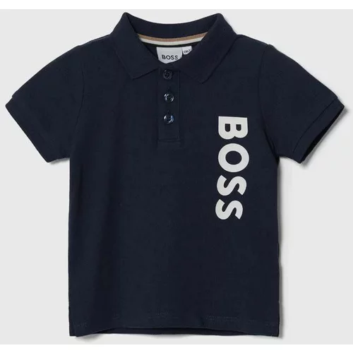Boss Otroške bombažne polo majice mornarsko modra barva