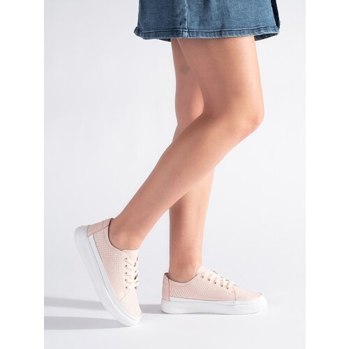Sergio Leone Pink leather openwork sneakers by Cene