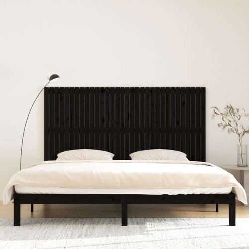  Zidno uzglavlje crni 204x3x110 cm od masivne borovine Slike